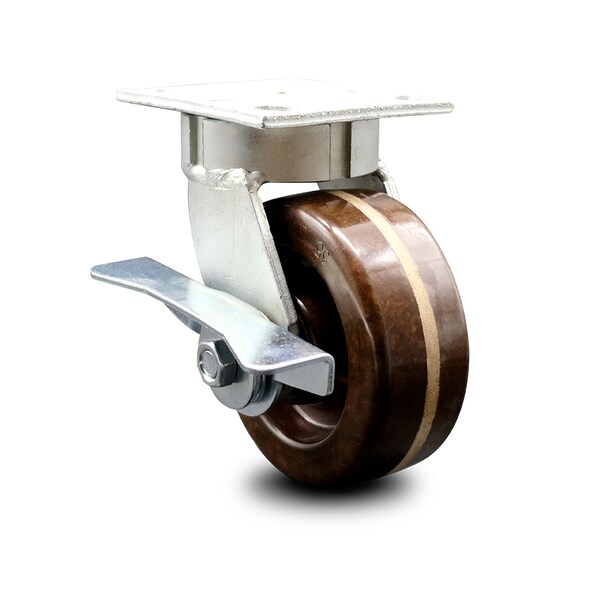 5 Inch Kingpinless High Temp Phenolic Wheel Swivel Caster with Brake SCC
